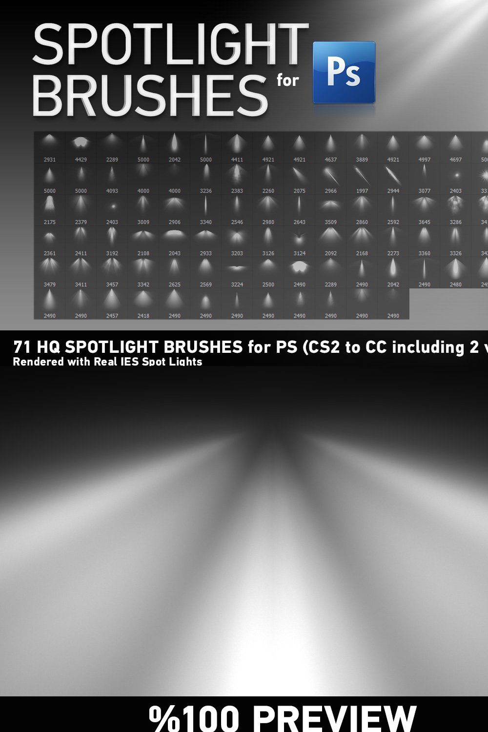 71 HQ Spotlight Brushes for PS pinterest preview image.