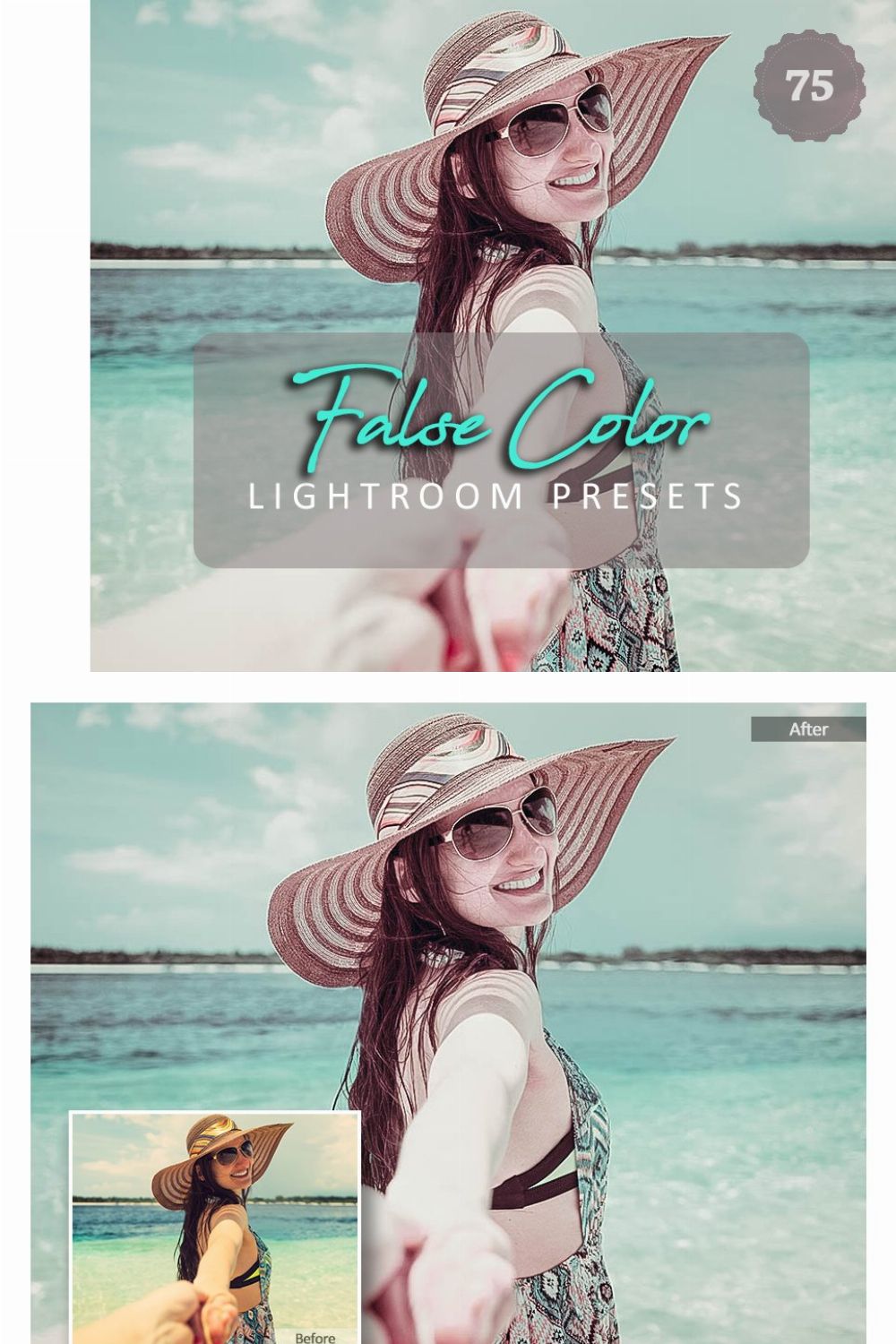 75 False Color Lightroom Presets pinterest preview image.