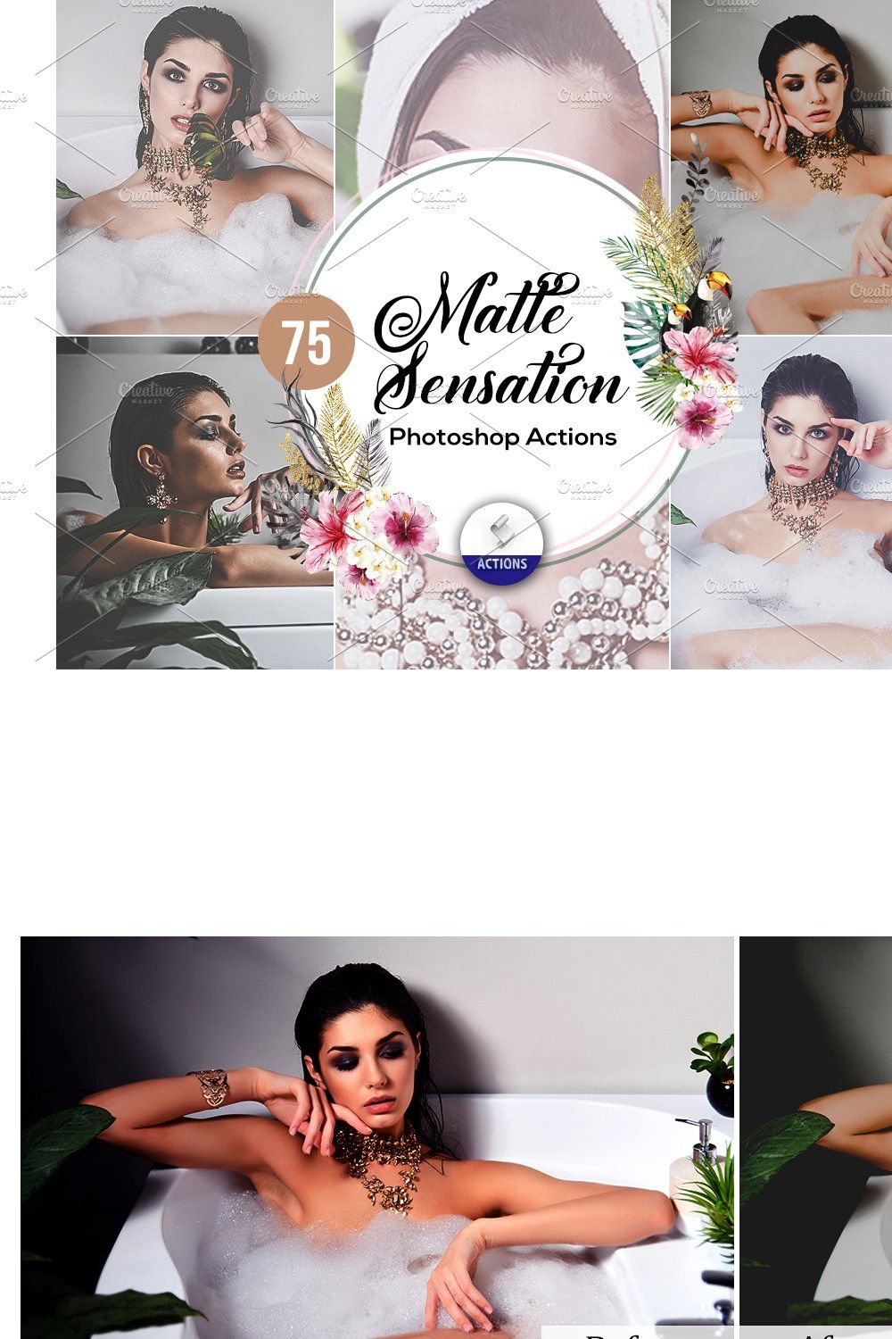 75 Matte Sensation Photoshop Actions pinterest preview image.