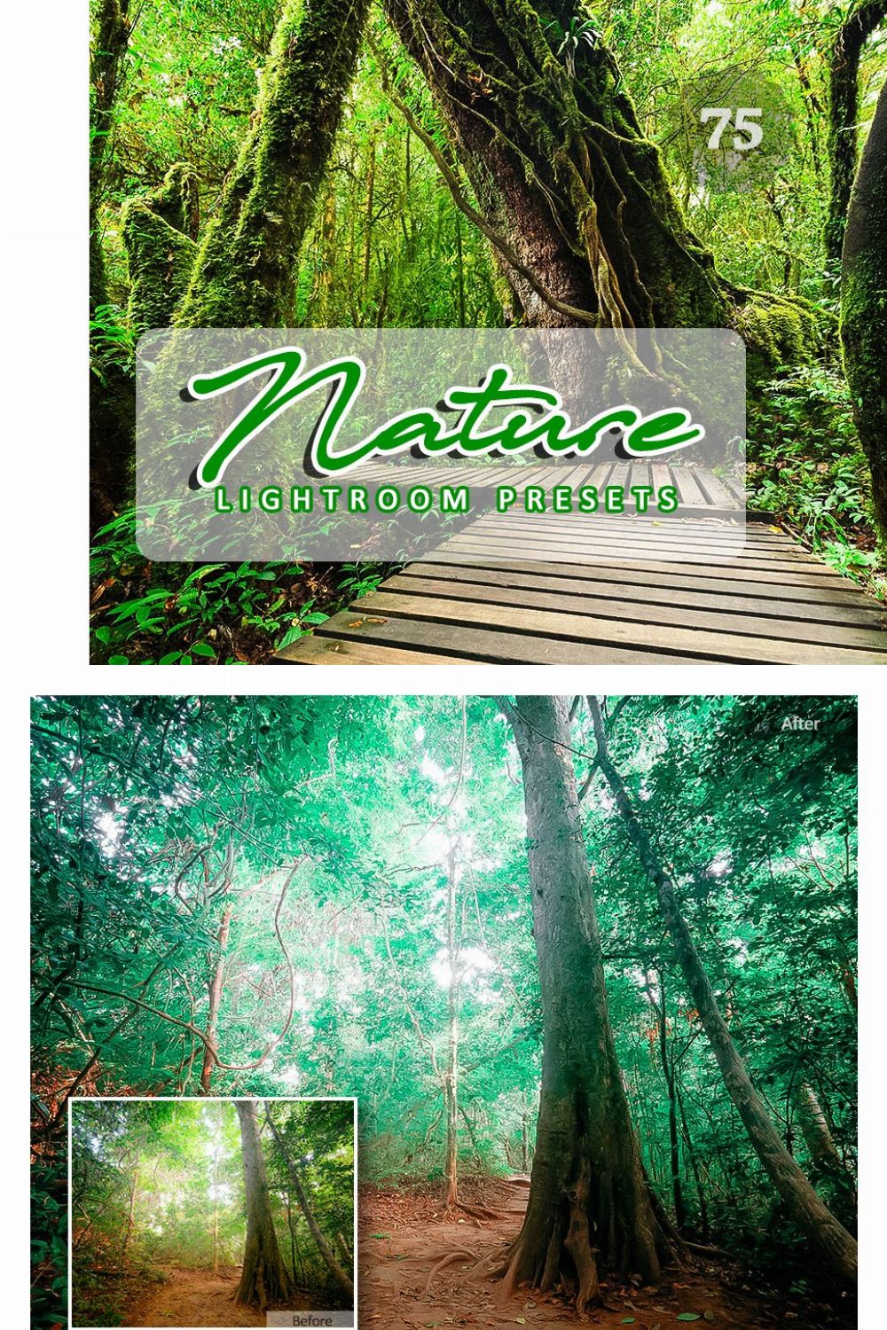 75 Nature Lightroom Presets pinterest preview image.