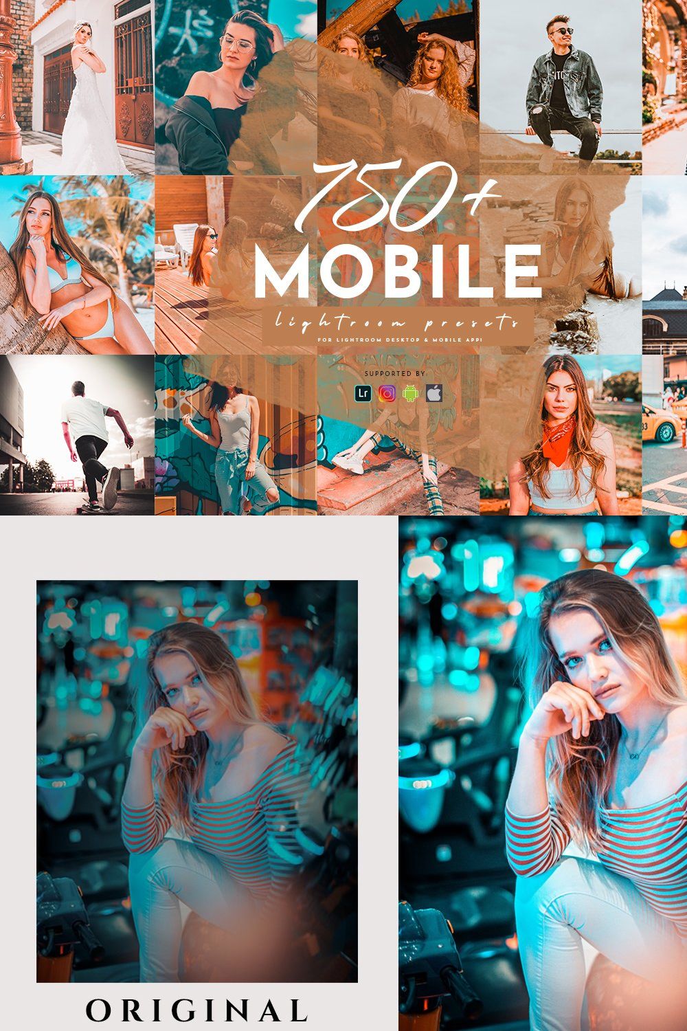 750+ Lightroom Mobile Presets Pack pinterest preview image.