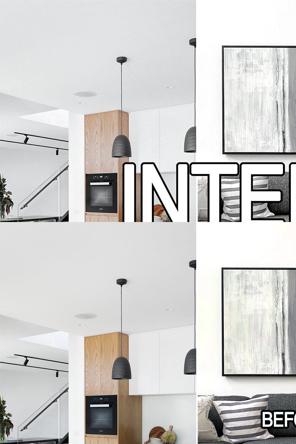 8 Clean Interior Lightroom presets pinterest preview image.