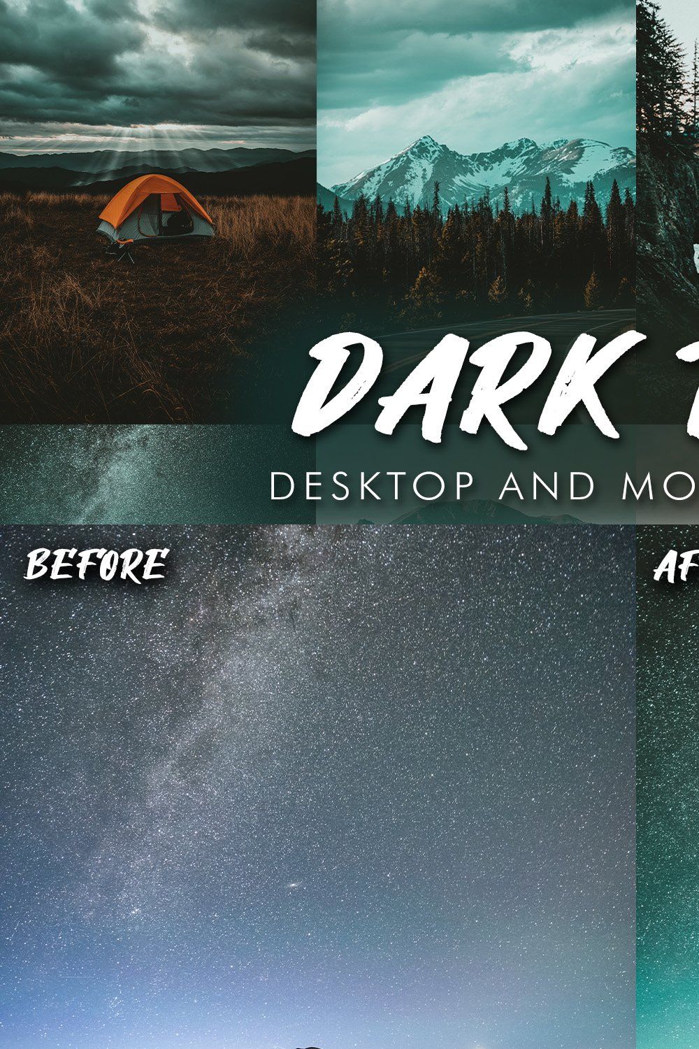 8 Dark Teal Lightroom Presets pinterest preview image.