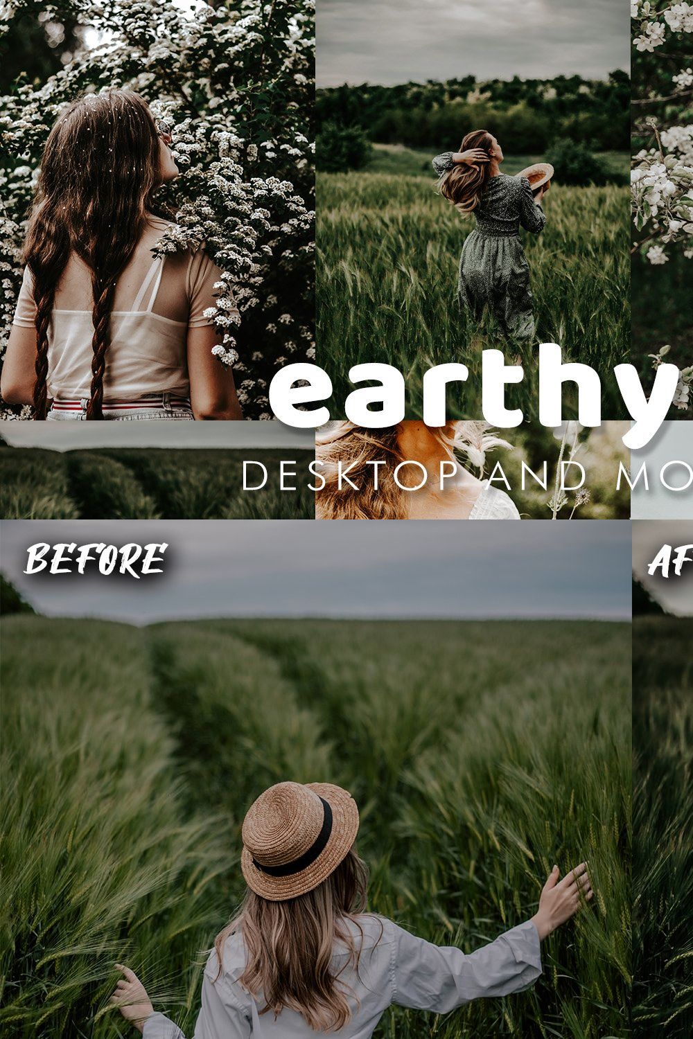 8 Earthy Tone Lightroom Presets pinterest preview image.