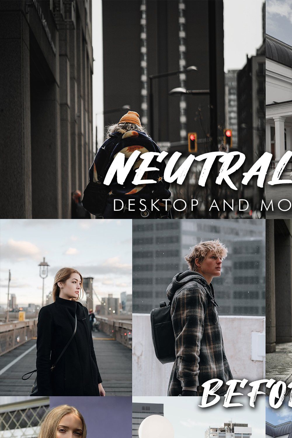 8 Neutral Dark Lightroom Presets pinterest preview image.