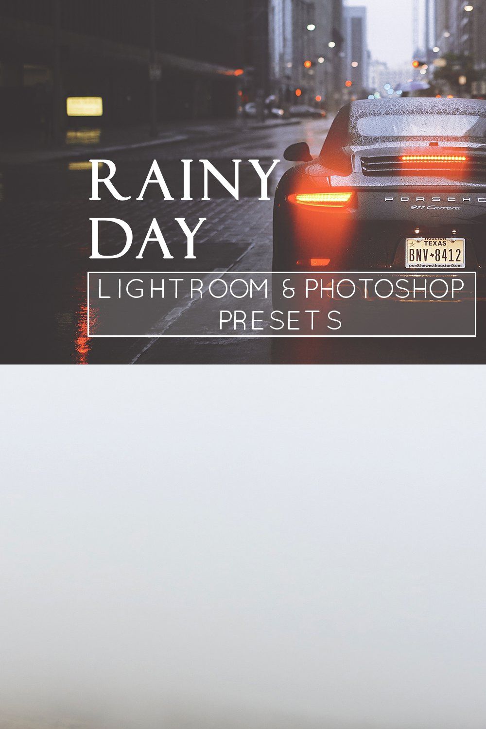 8 Rainy Day LR & PS Presets pinterest preview image.