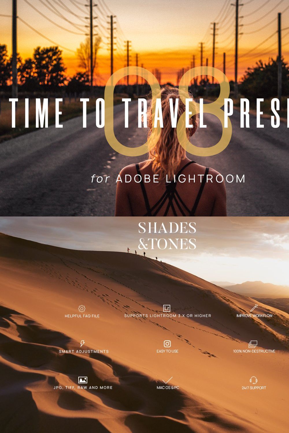 8 Time To Travel Lightroom Presets pinterest preview image.