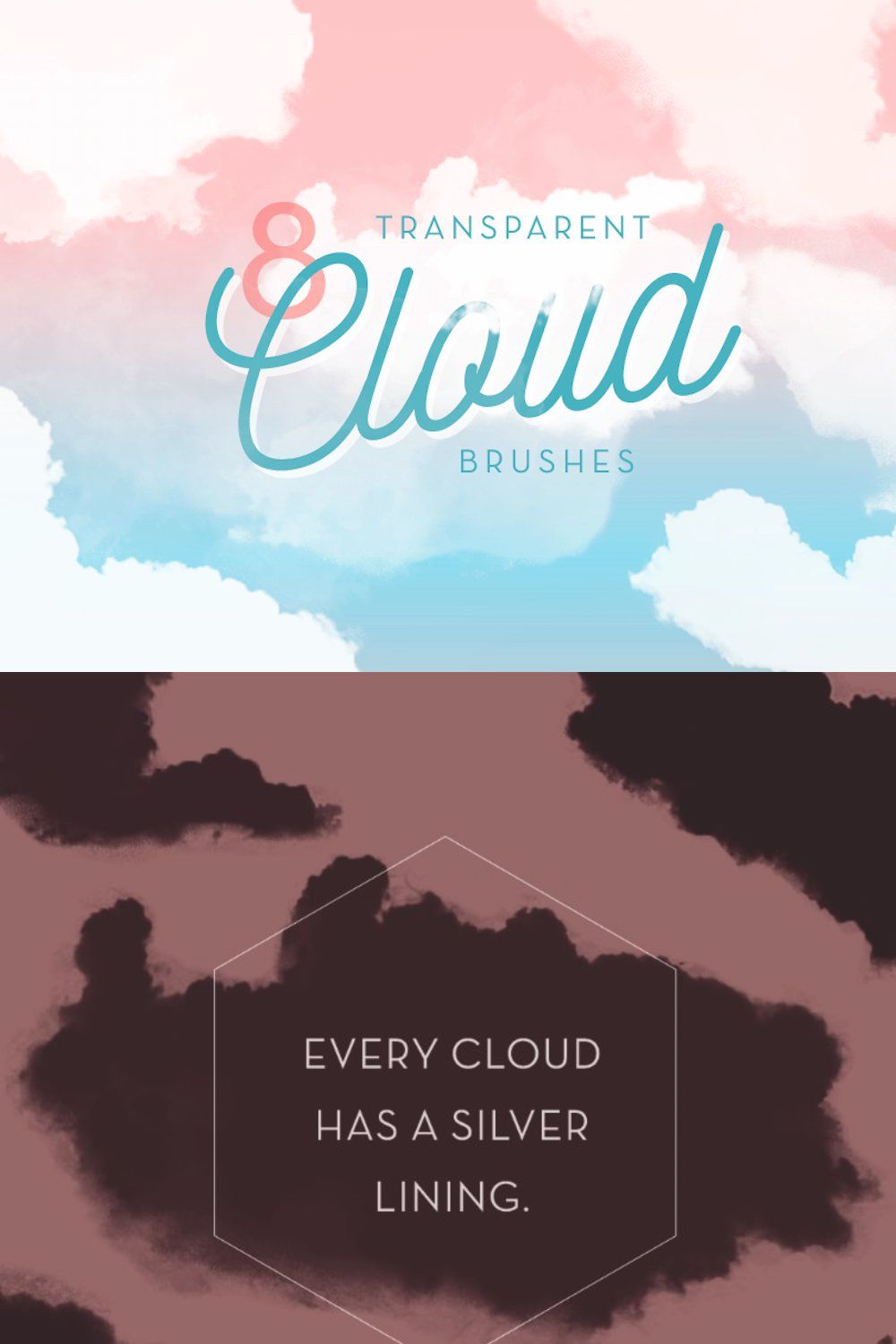 8 Transparent Cloud Brushes pinterest preview image.