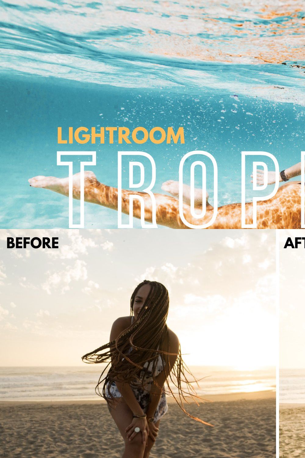 8 Tropical Vibes Lightroom Presets pinterest preview image.