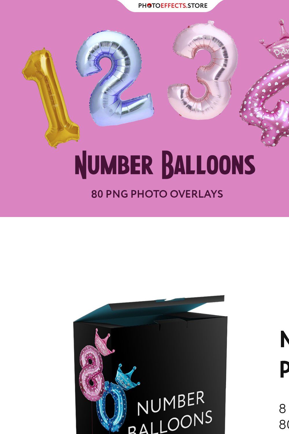 80 Number Balloons Photo Overlays pinterest preview image.