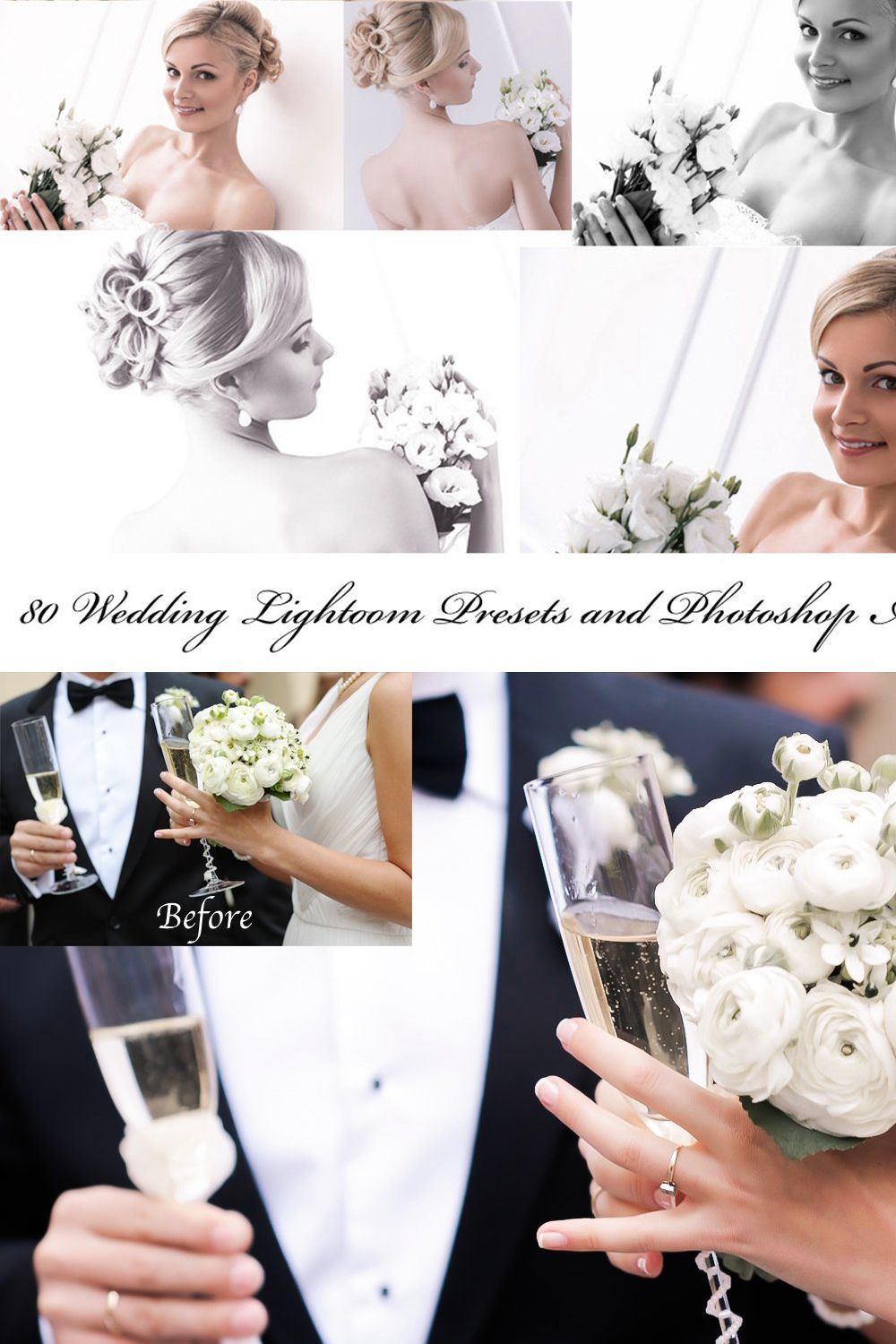 80 Wedding Presets and Actions pinterest preview image.