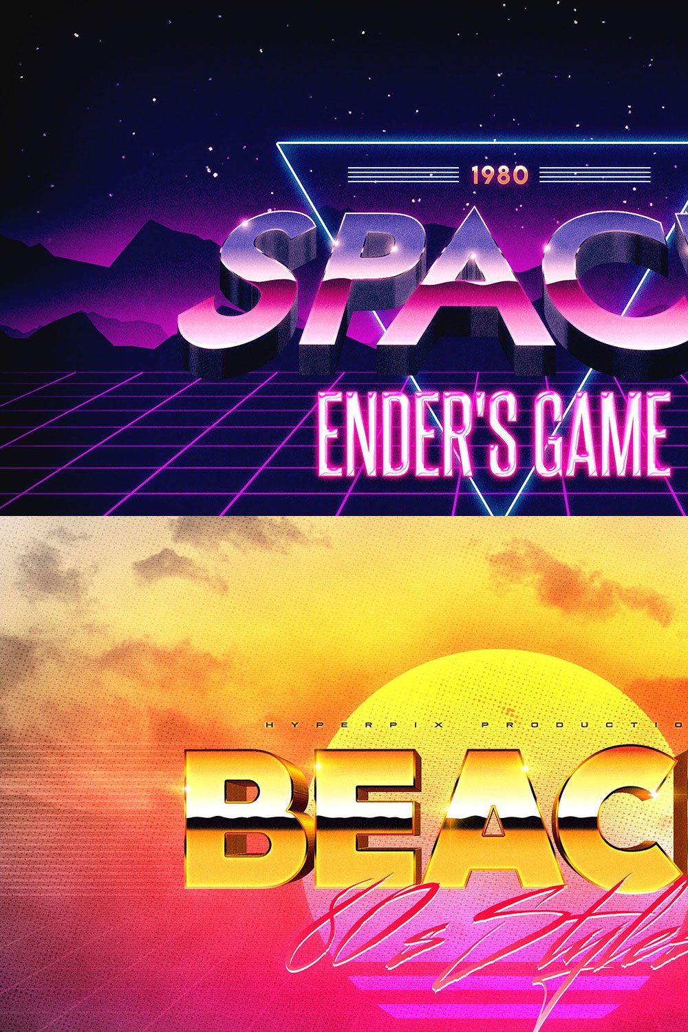 80s Text and Logo Effects Vol.1 pinterest preview image.