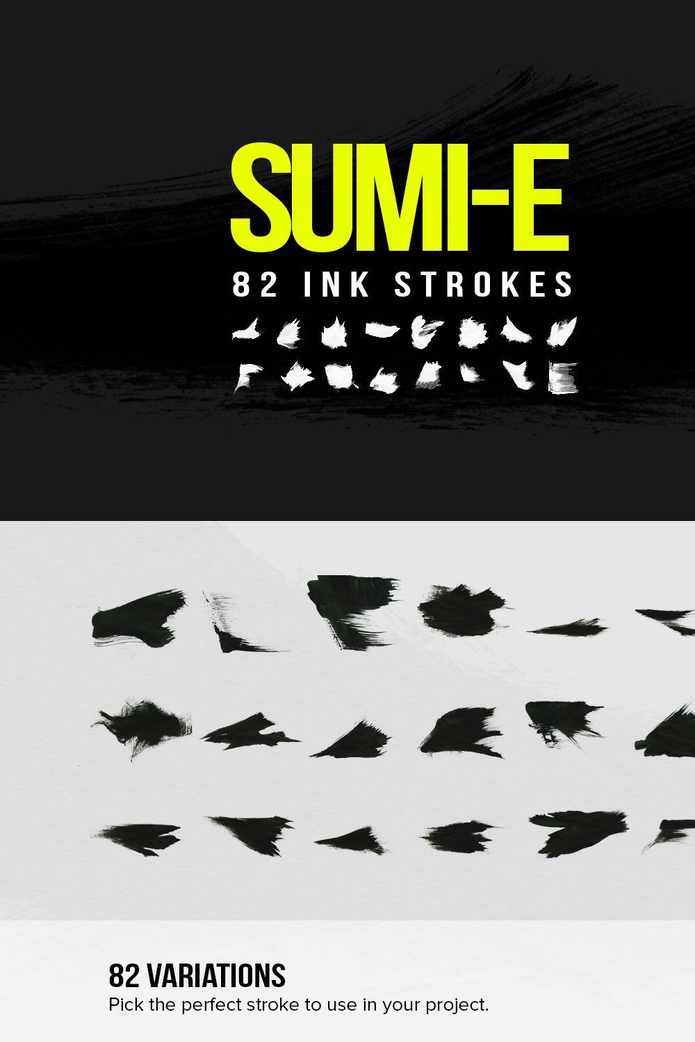 82 Sumi-E Ink Strokes pinterest preview image.