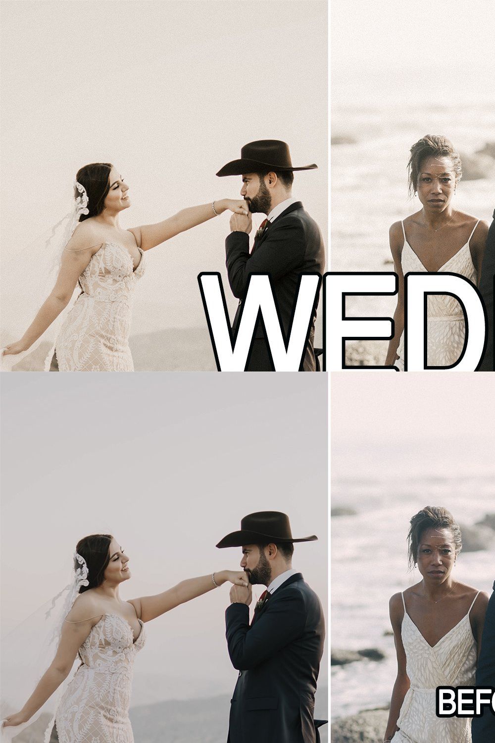 9 Boho Lightroom presets for Wedding pinterest preview image.