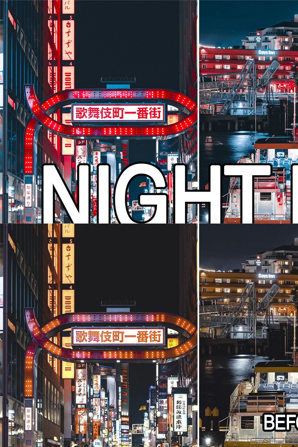 9 Night Lights Lightroom presets pinterest preview image.