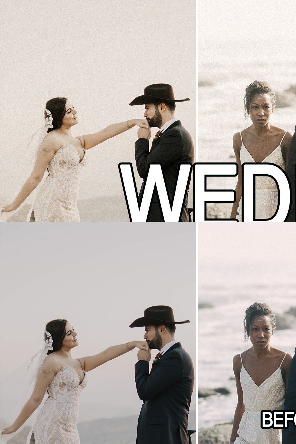 9 Wedding Mobile Lightroom presets pinterest preview image.