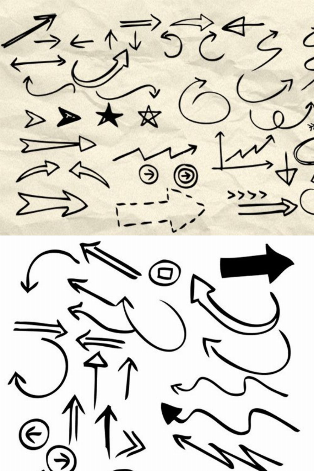 90 Hand Drawn Arrow & Symbol Brushes pinterest preview image.