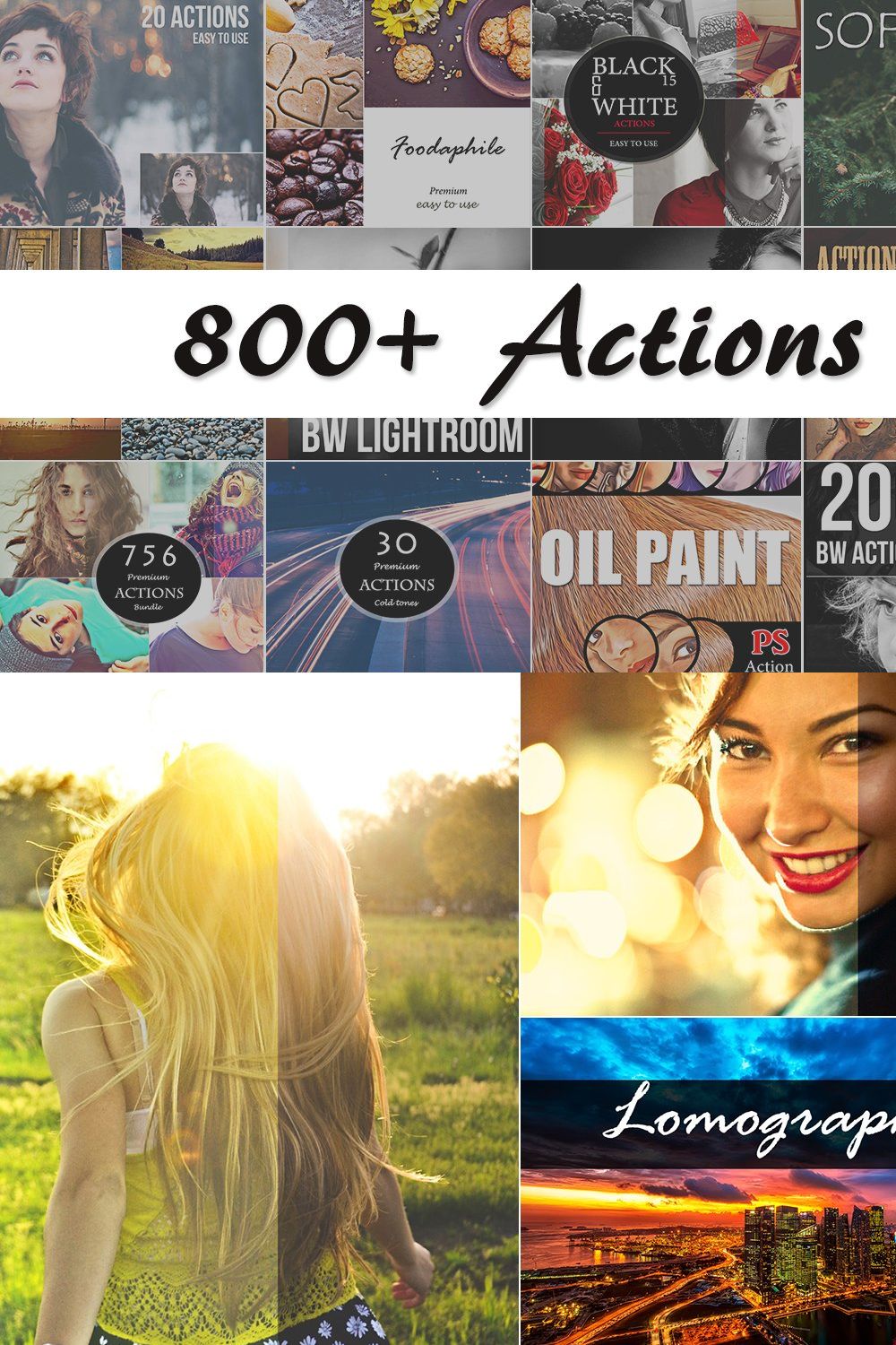 (90% Off) 800+ PS Actions Bundle pinterest preview image.