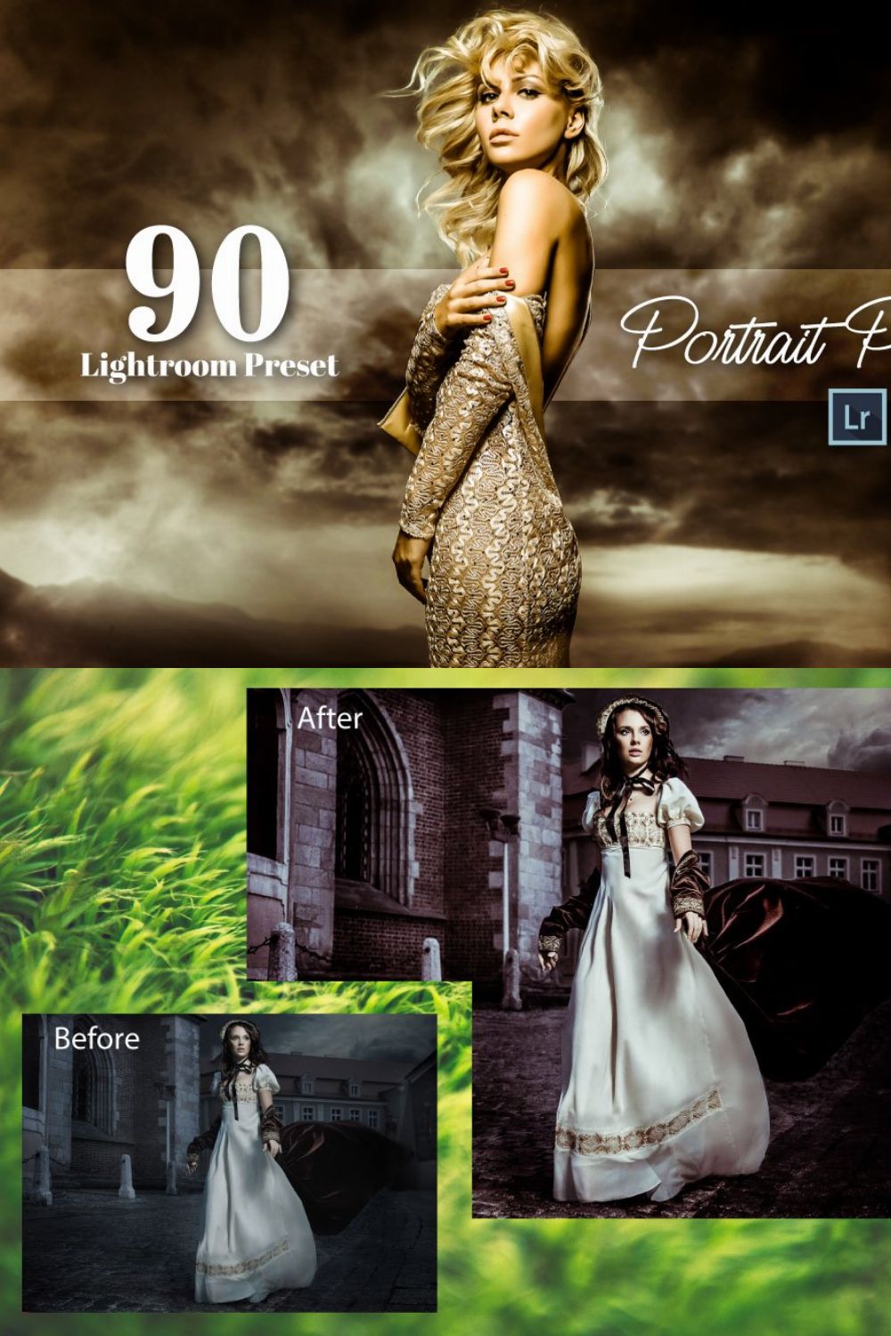 90 Portrait Pro Lightroom Preset pinterest preview image.