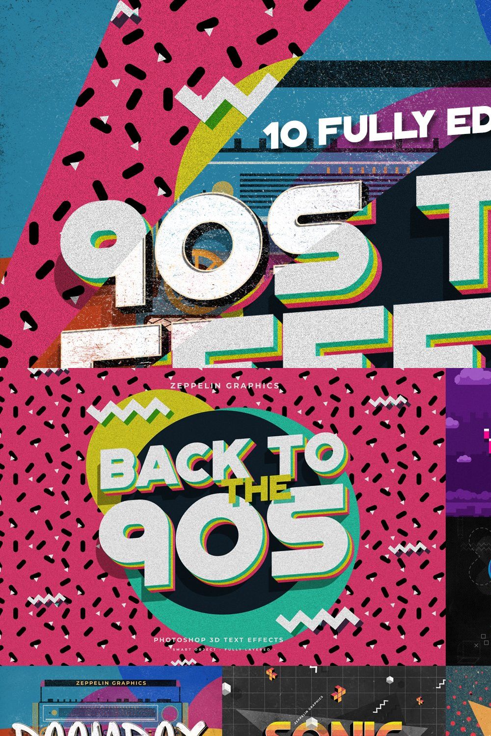 90s Text Effects pinterest preview image.