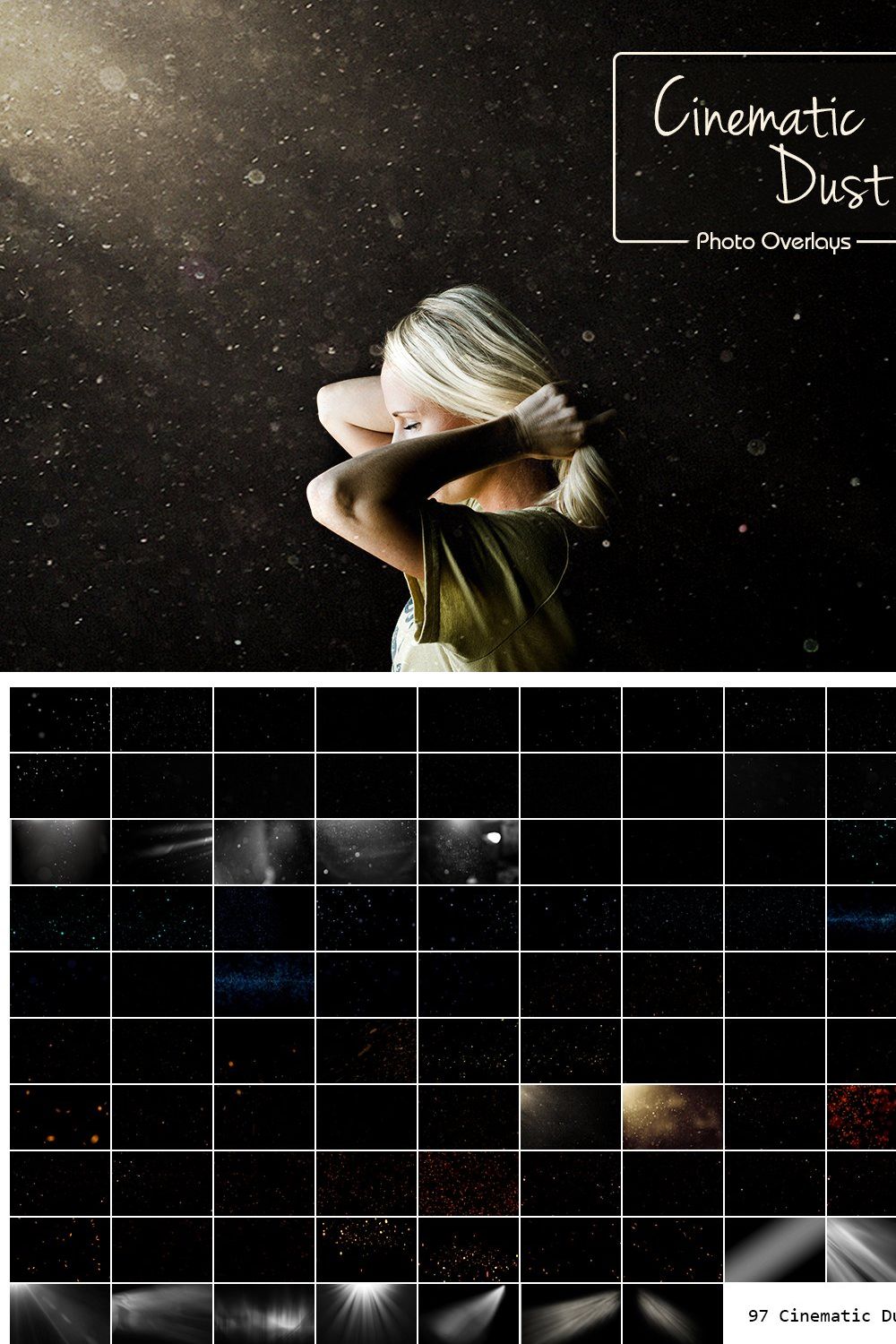 97 Cinematic Dust Overlays pinterest preview image.