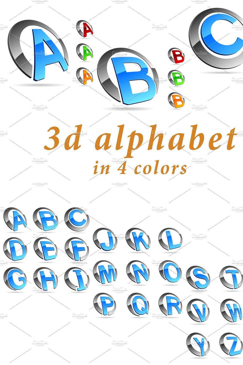 ABC - color 3d alphabet pinterest preview image.