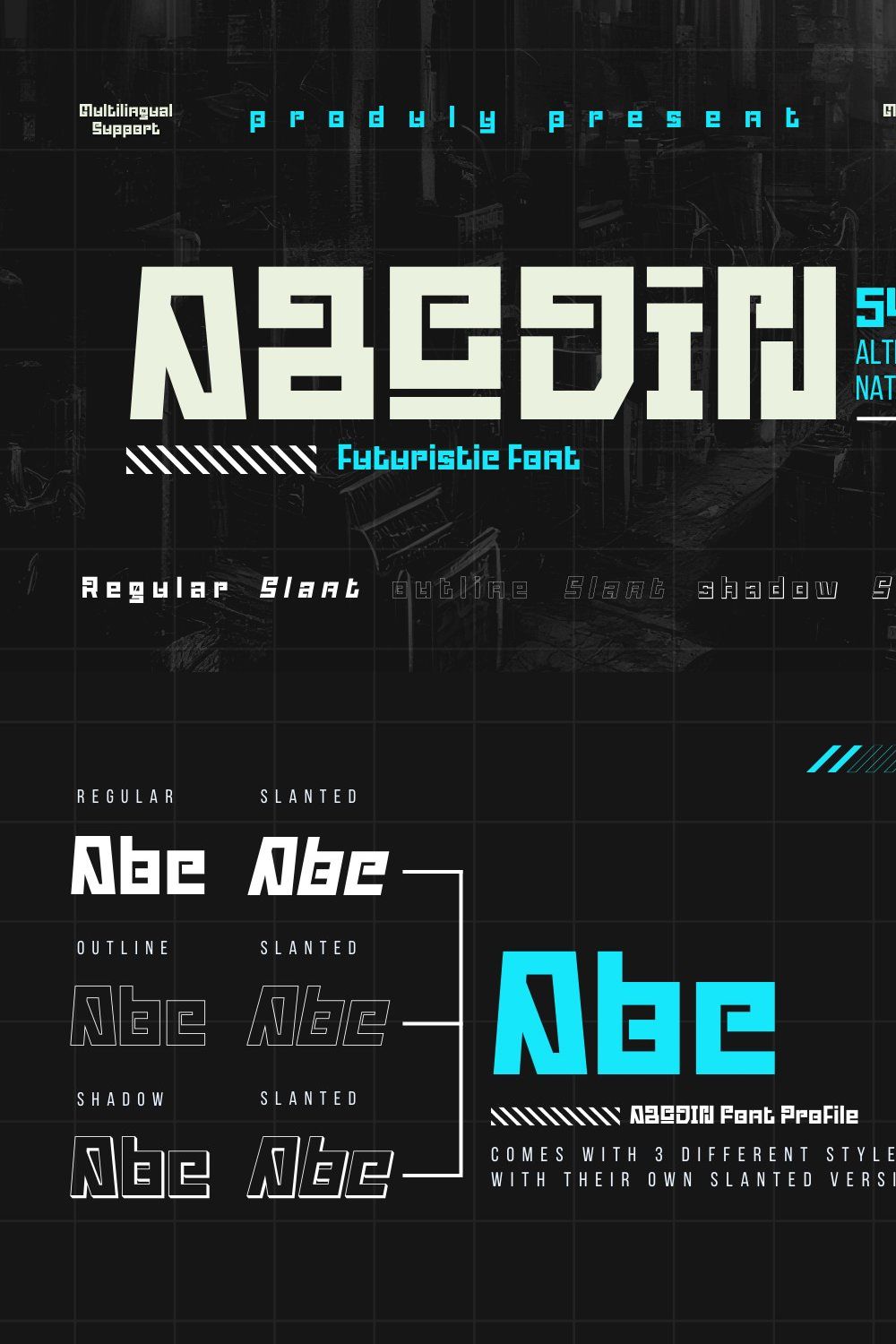 Abodin | Futuristic Font pinterest preview image.