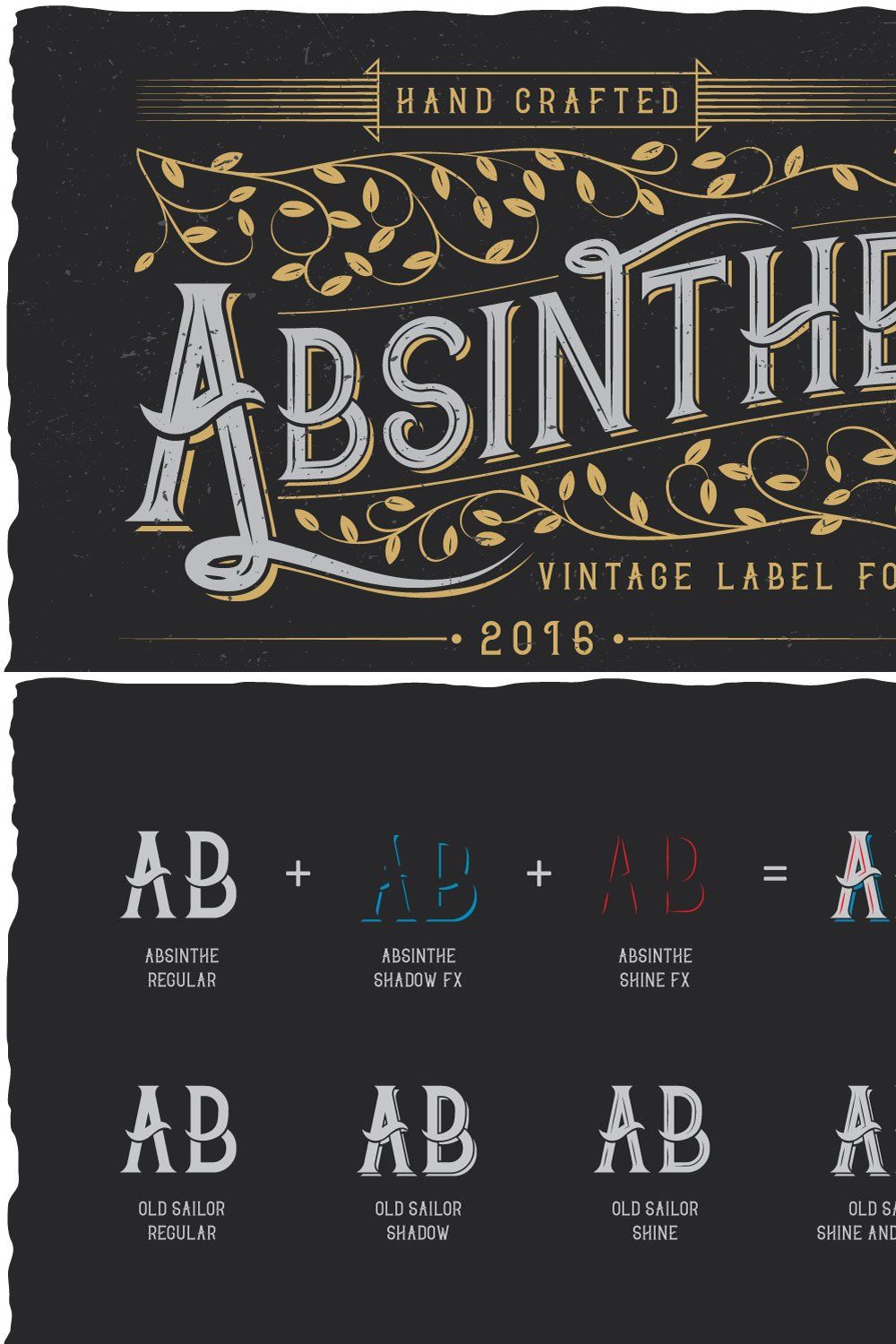 Absinthe label typeface pinterest preview image.