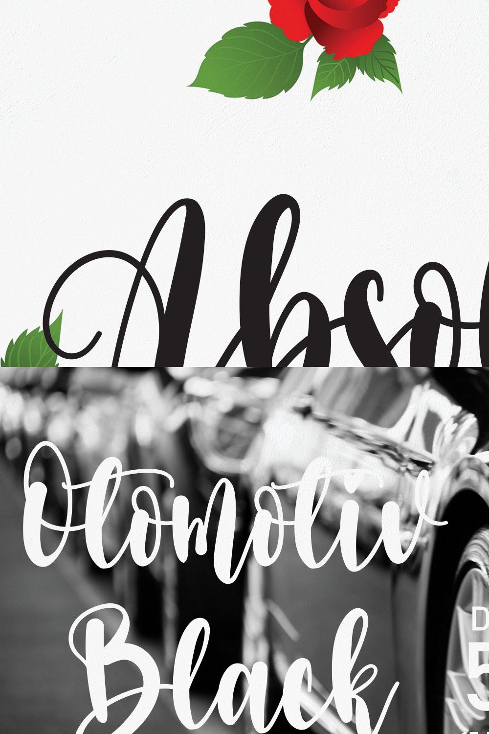 Absolute | Script font pinterest preview image.