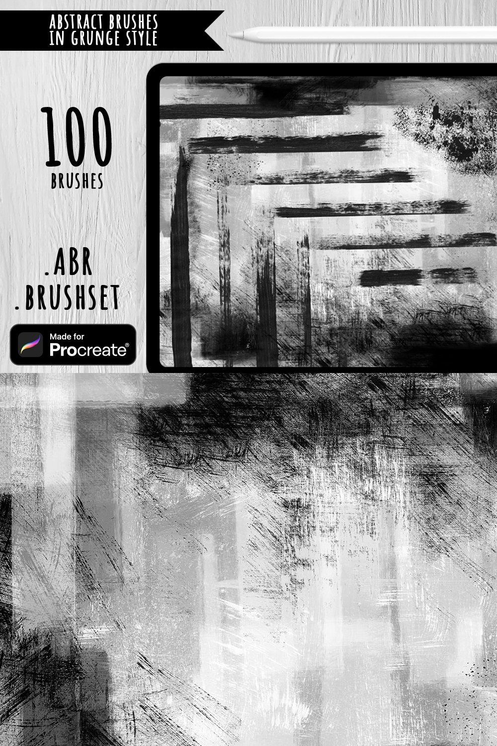 Abstract Brushes in Grunge Style pinterest preview image.