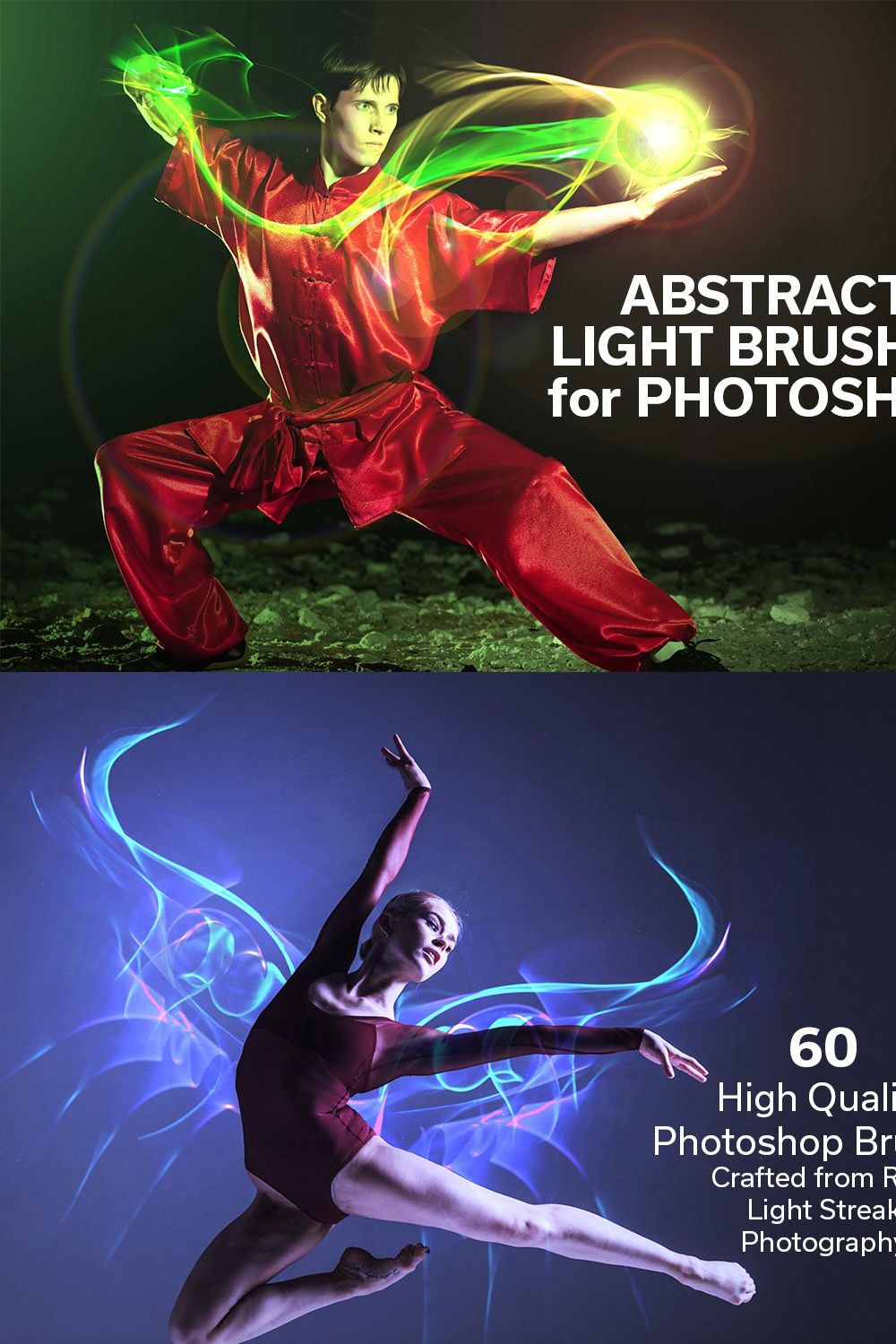 Abstract Light Brushes for Photoshop pinterest preview image.