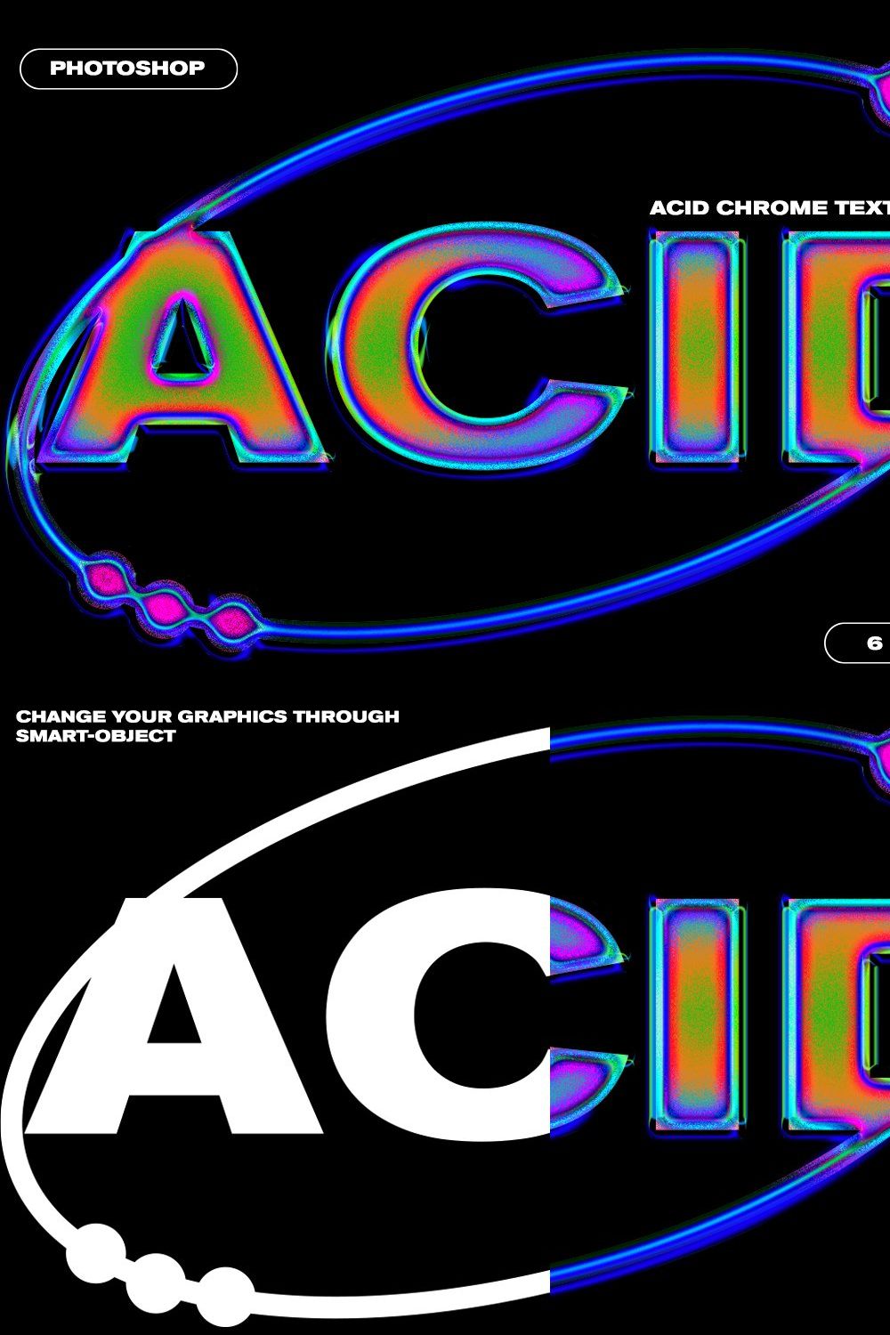 Acid Chrome Effect - Photoshop pinterest preview image.