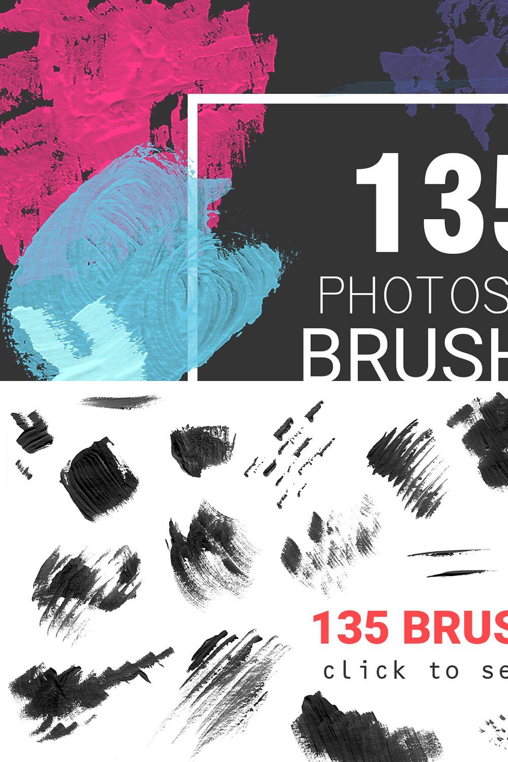 Acrylic&Gouache - 135 PS brushes pinterest preview image.