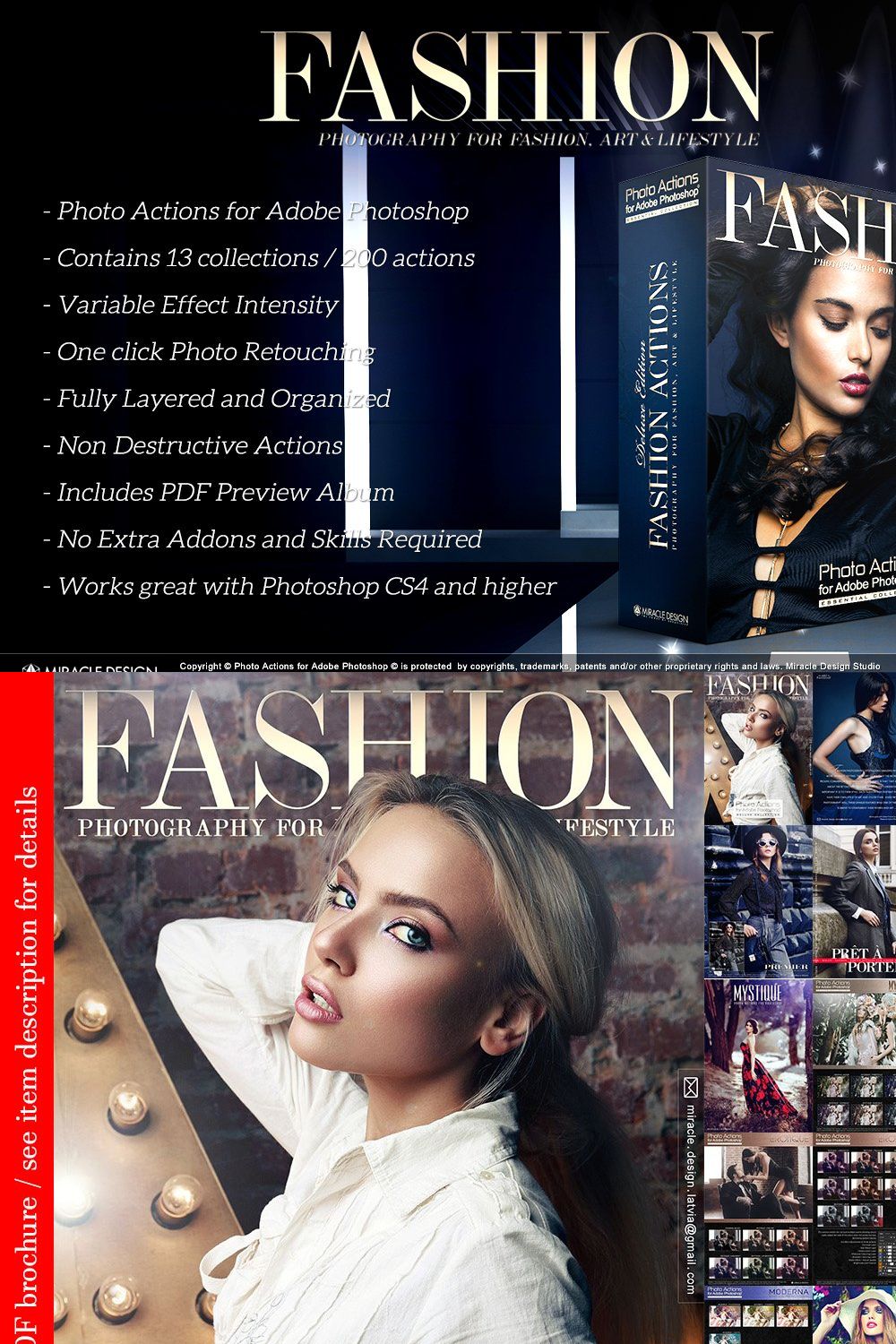 Actions for Photoshop / Fashion pinterest preview image.