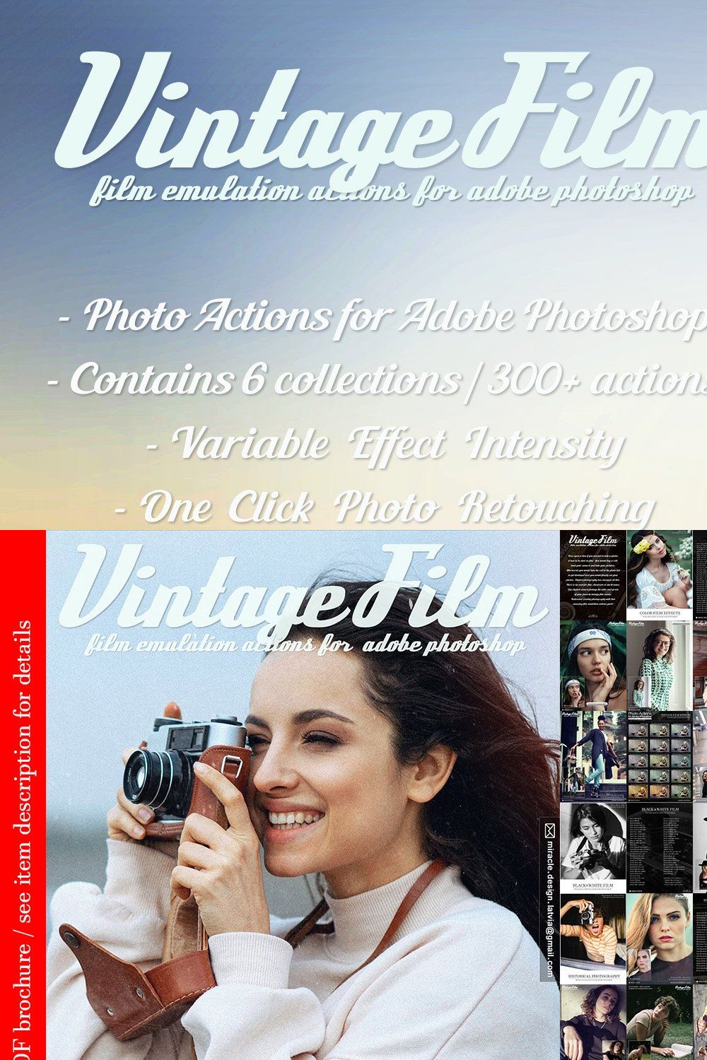 Actions for Photoshop / Vintage Film pinterest preview image.