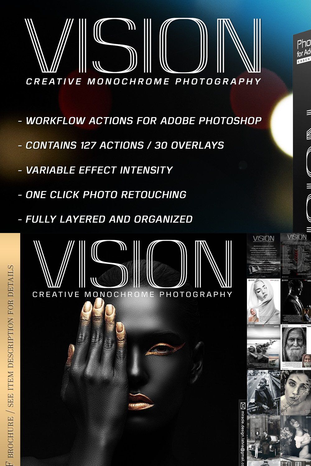 Actions for Photoshop / VISION pinterest preview image.