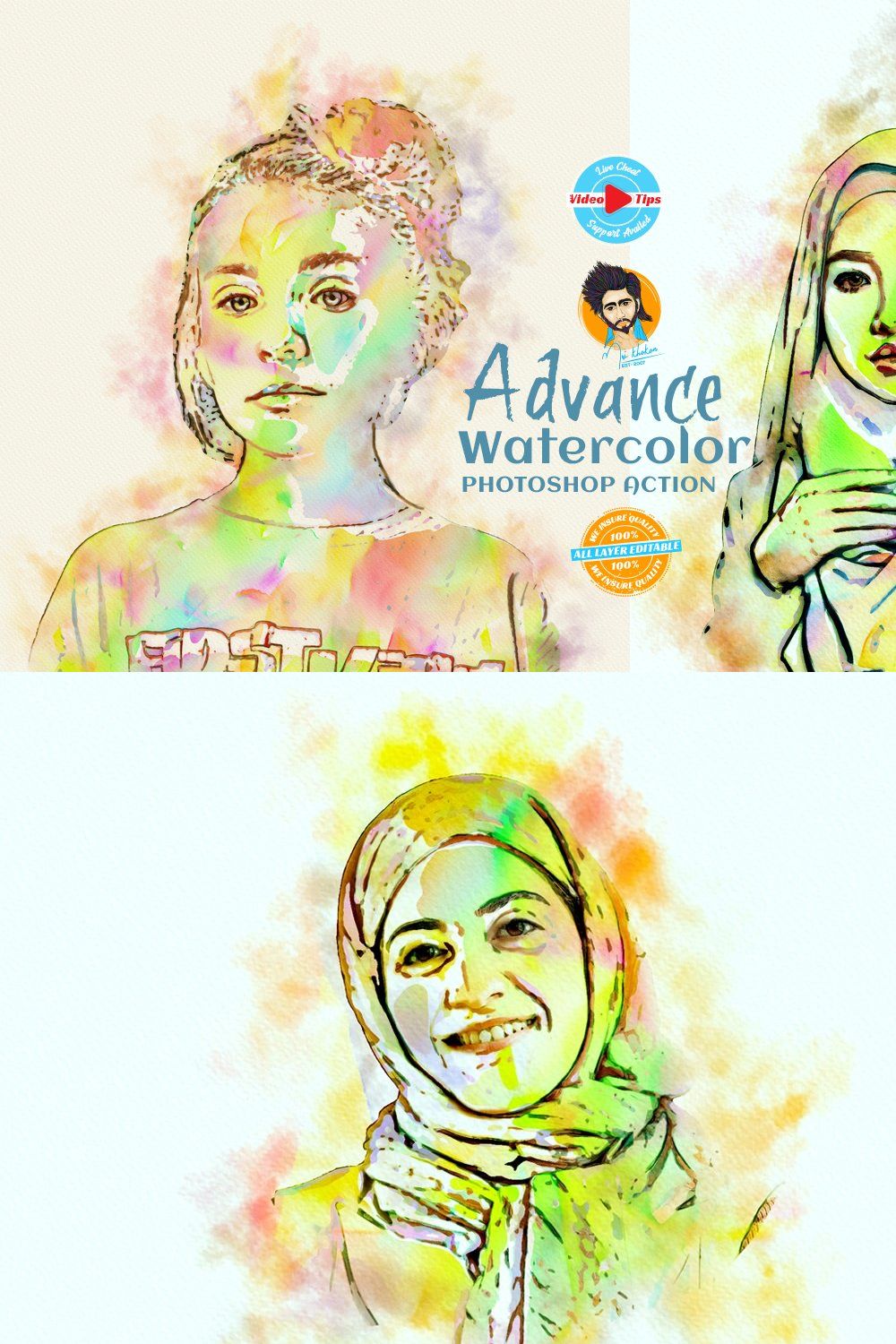 Advance Watercolor Effect pinterest preview image.