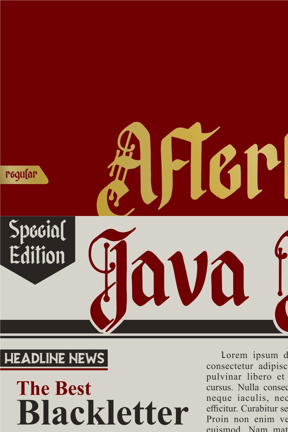 Afterkilly - Blackletter Typeface pinterest preview image.