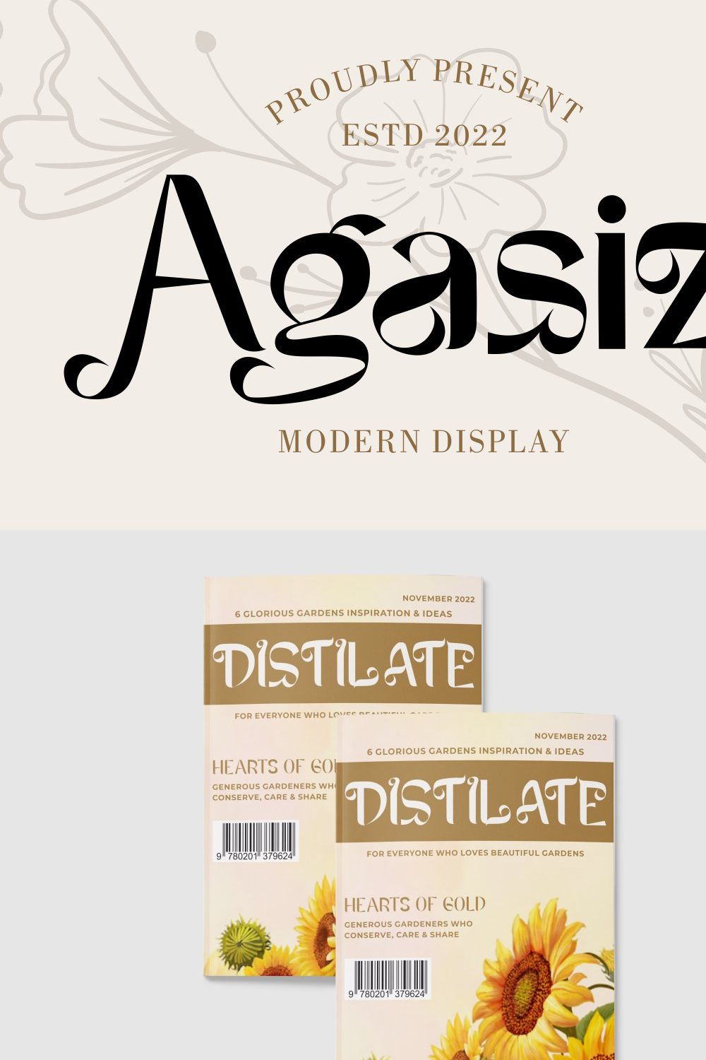 Agasiz - Modern Display Font pinterest preview image.