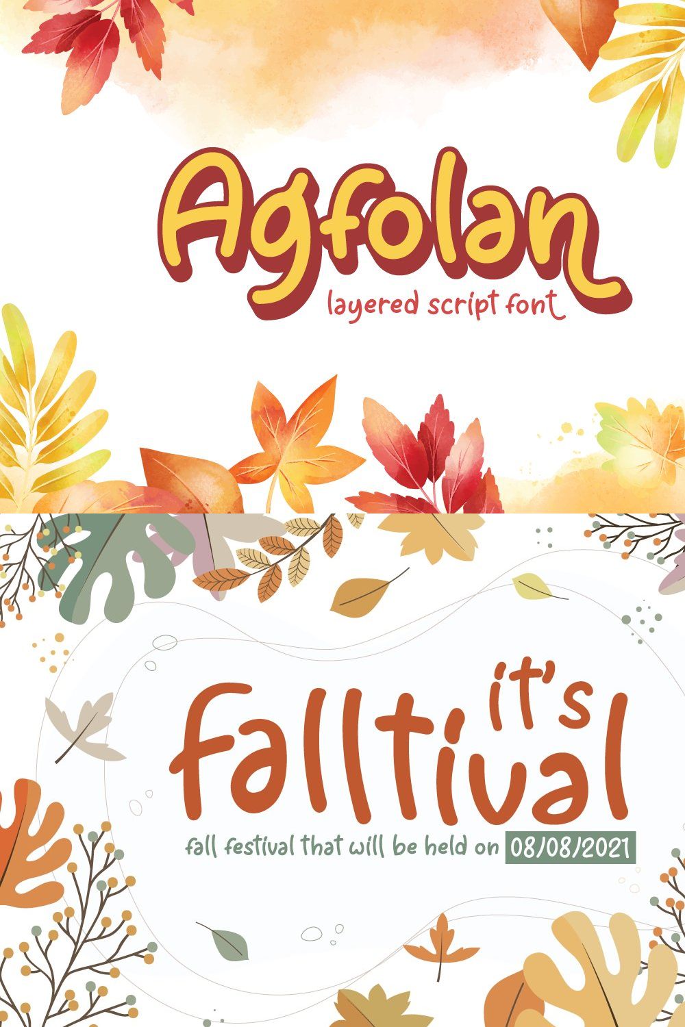 Agfolan - Layered Script Font pinterest preview image.