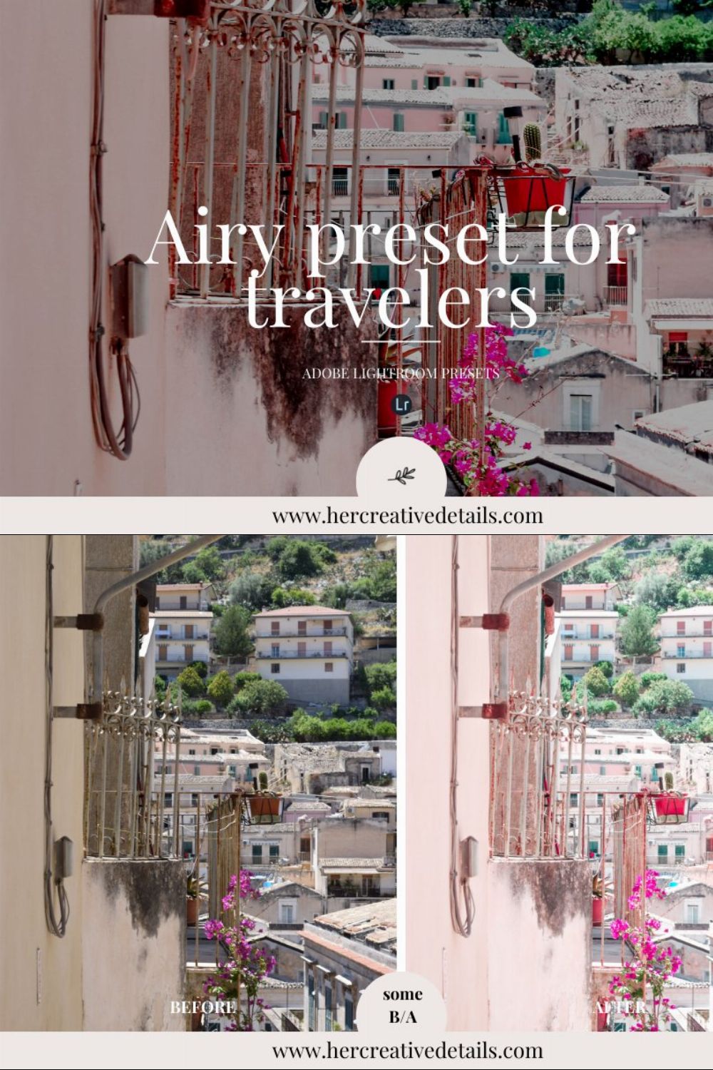 Airy preset for travelers pinterest preview image.