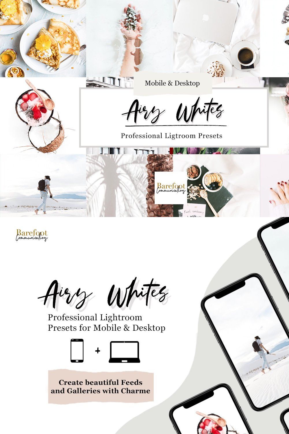 Airy Whites Lightroom Presets pinterest preview image.