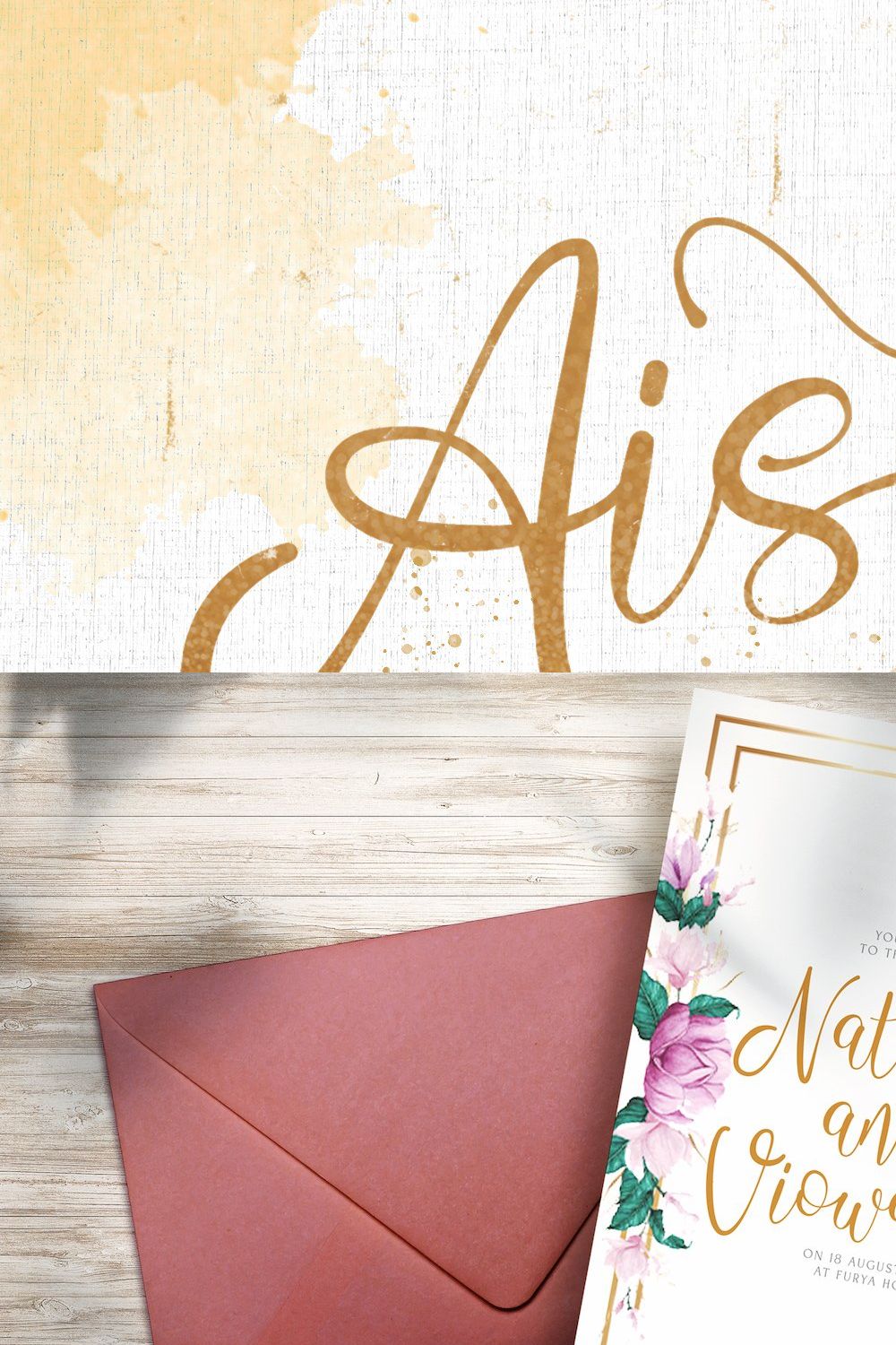 Aisbum Slashey - Modern Script Font pinterest preview image.