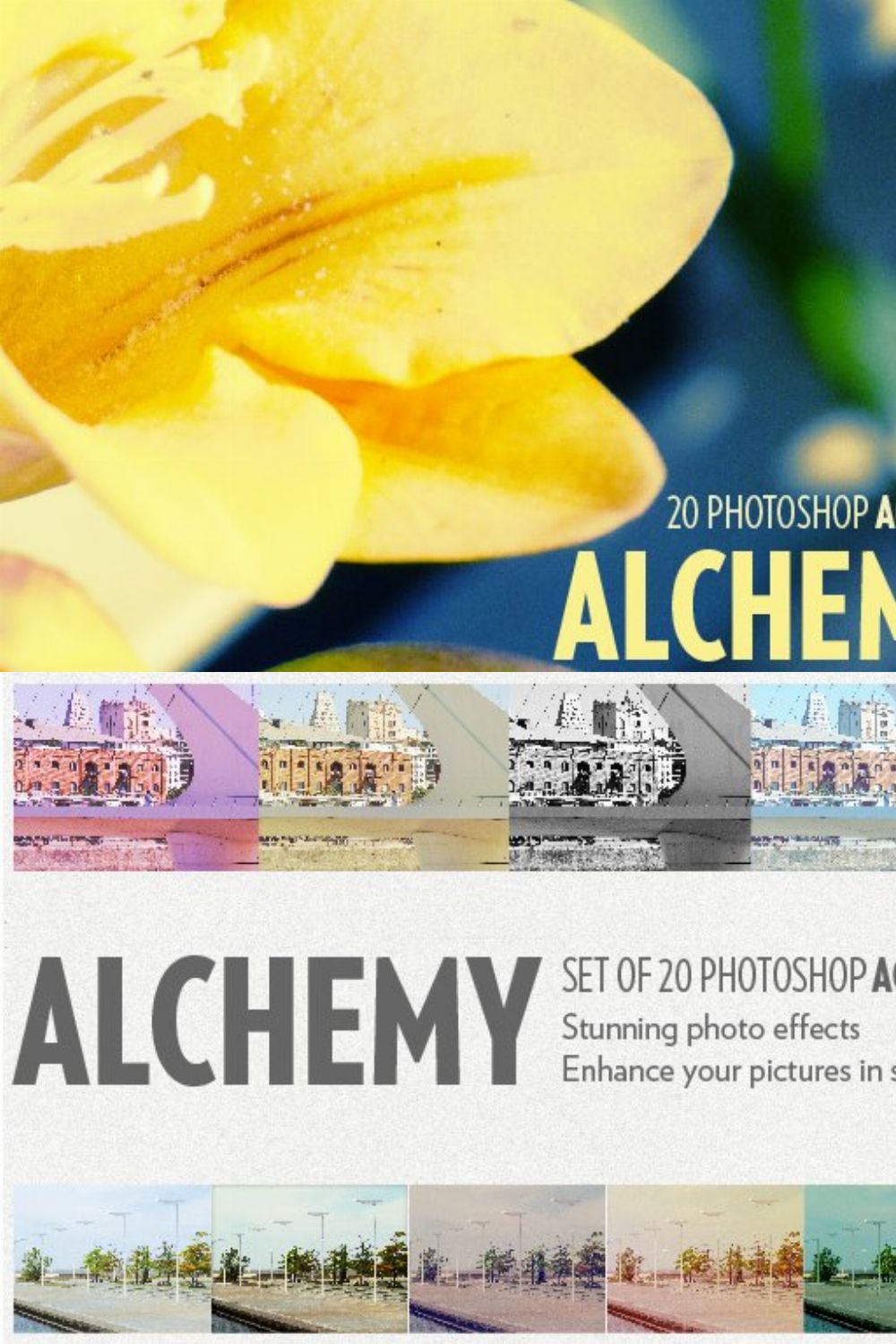Alchemy - 20 photoshop actions pinterest preview image.