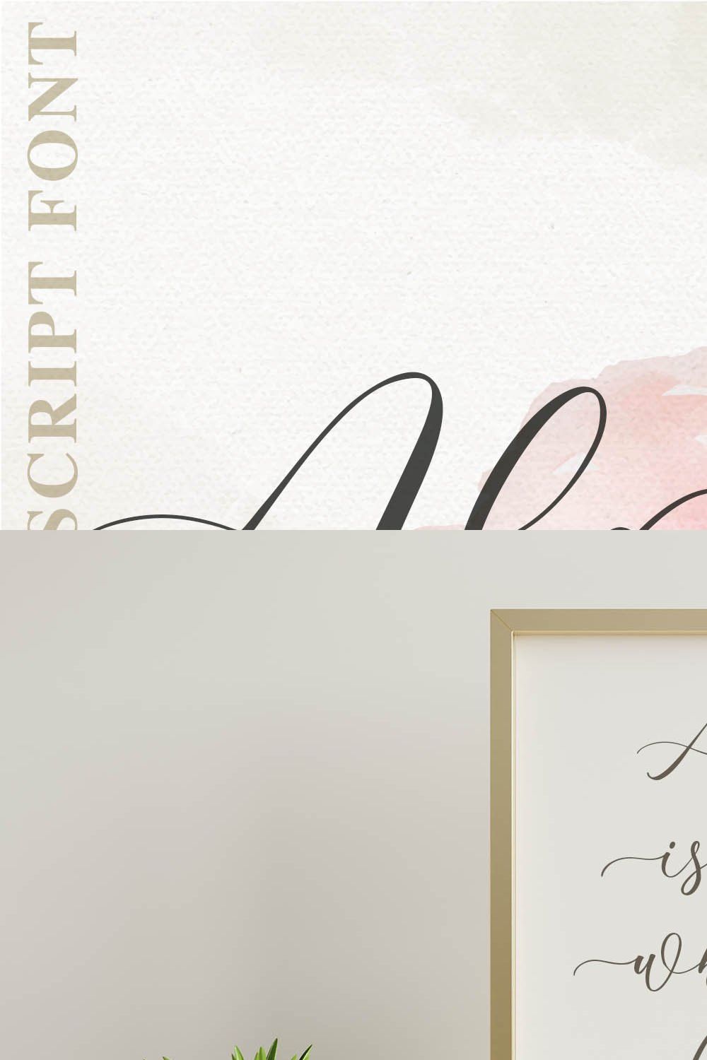 Algeline a Romantic Script Font pinterest preview image.