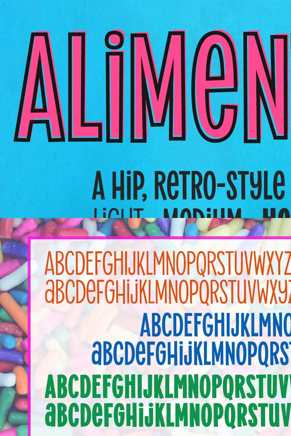 Alimentary: a hip retro font family! pinterest preview image.