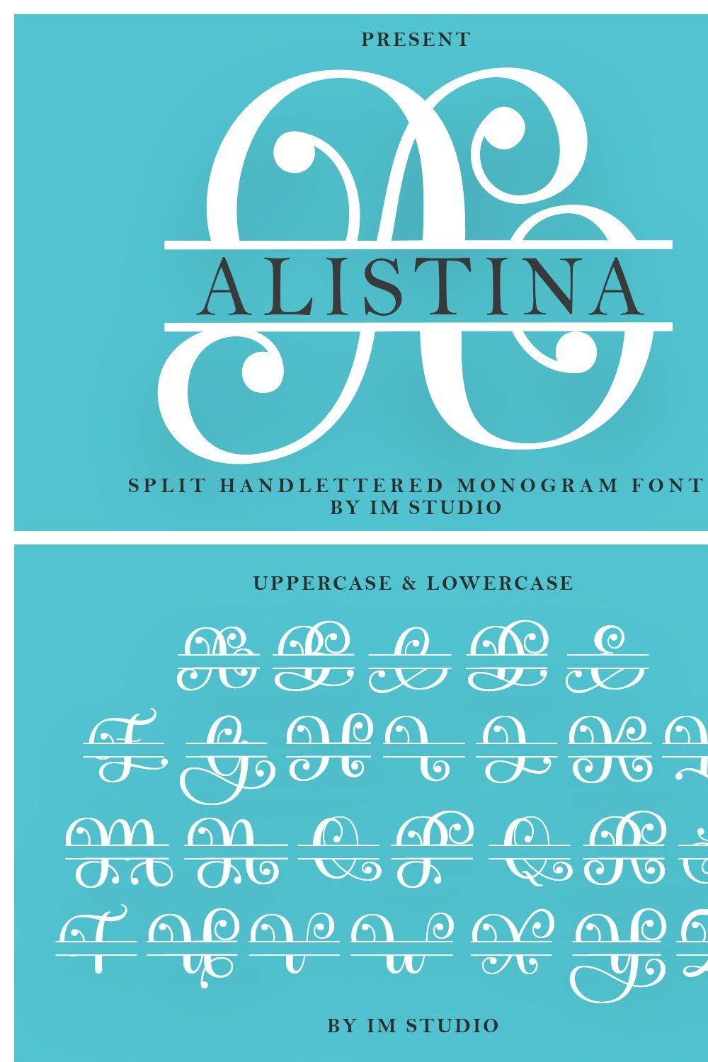 Alistina Monogram Font OTF & TTF pinterest preview image.