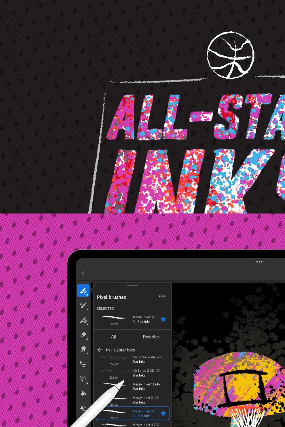 All-Star Inks Photoshop Brushes pinterest preview image.