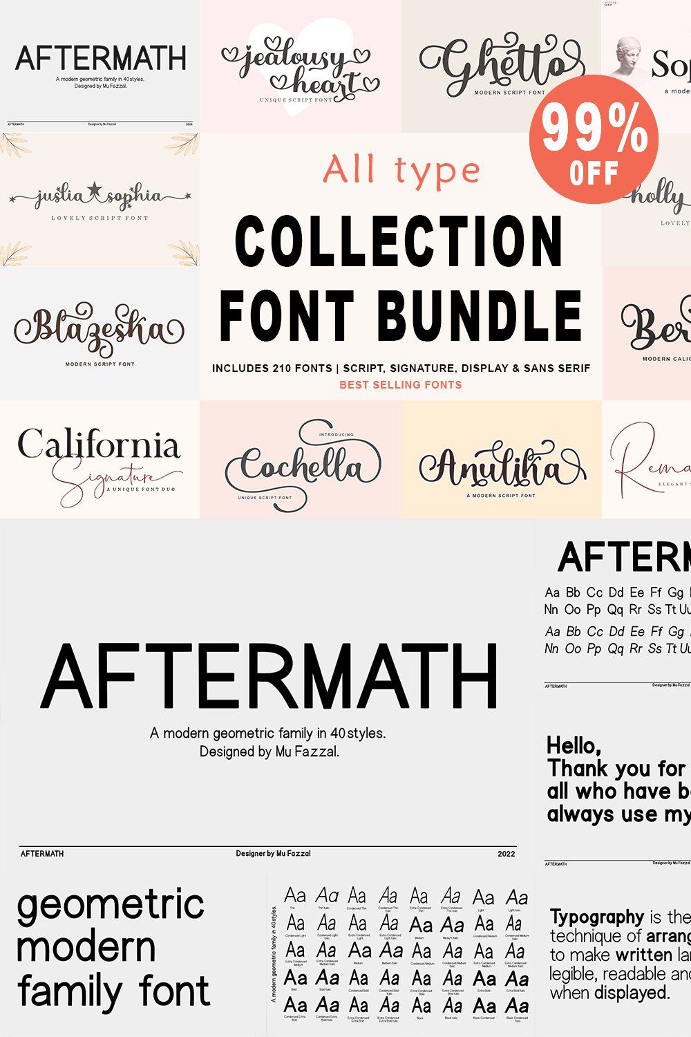 All Type Collection Font Bundle pinterest preview image.
