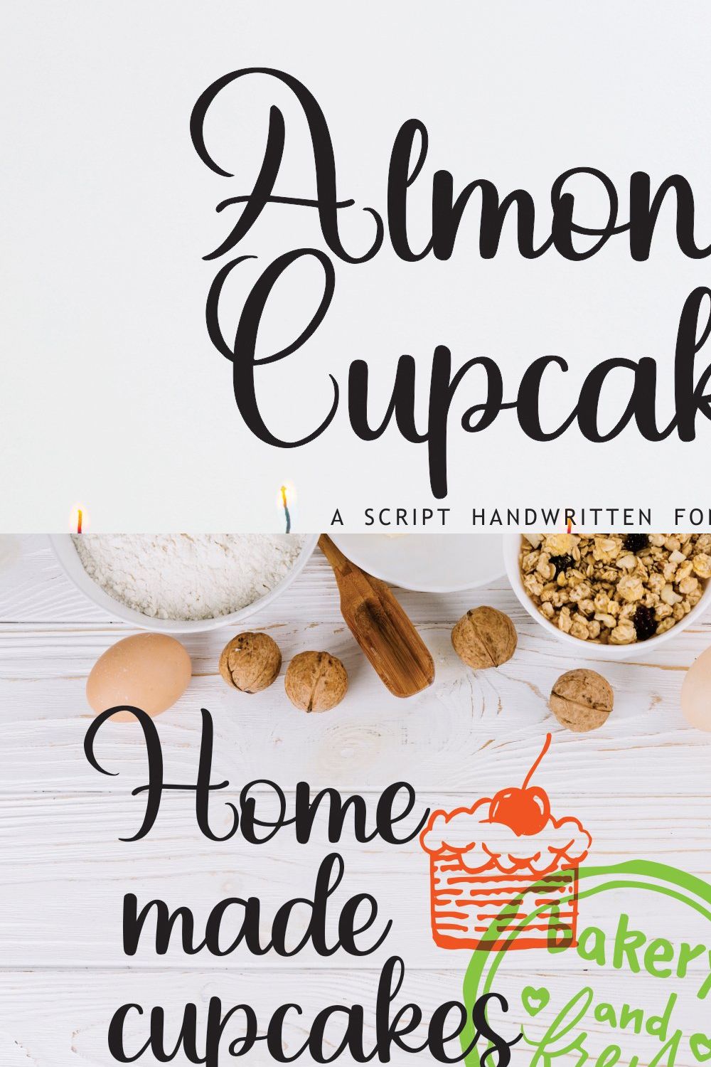 Almond Cupcakes pinterest preview image.